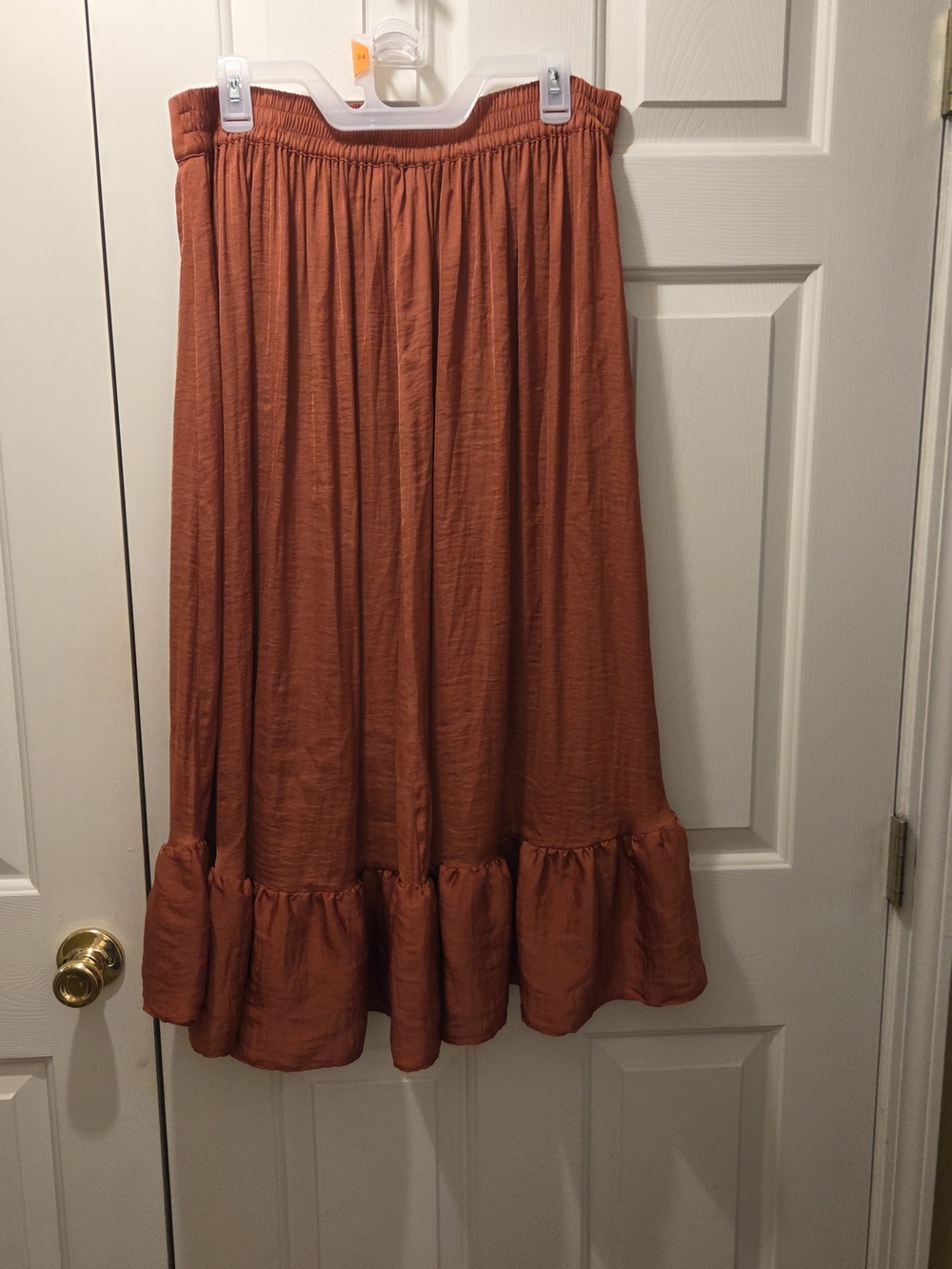Elle Rust Ruffle High-Low Midi Skirt - Picture 2 of 4